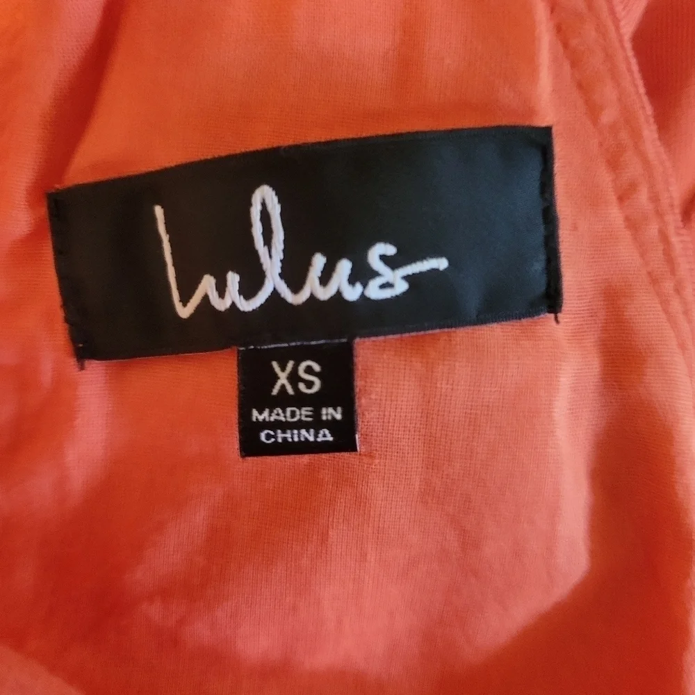 Lulu's size xs Fabiola coral orange embroidered shift dress_5